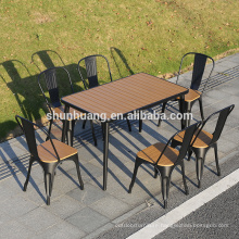 New design plastic wood outdoor furniture terrace dining table and garden chair bistro set